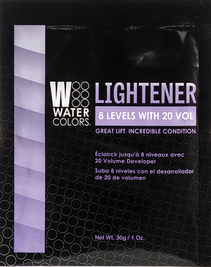 Bottle of Tressa Watercolors Lightener Individual. Application