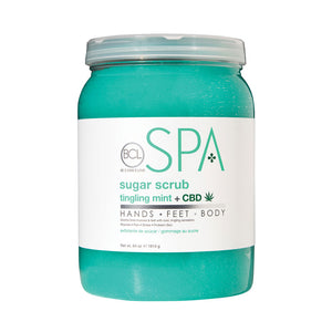 Bottle of BCL Spa Tingling Mint Sugar Scrub CBD 128oz