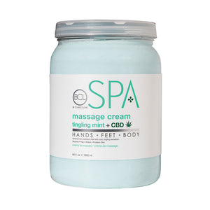 Bottle of BCL Spa Tingling Mint Massage Cream CBD 128oz