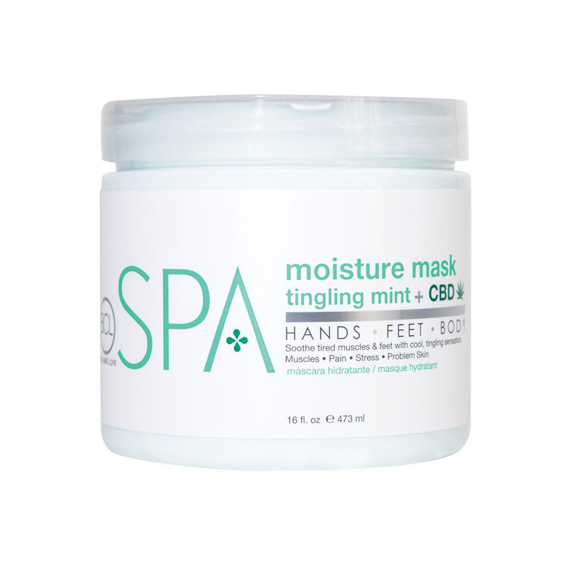Bottle of BCL Spa Tingling Mint Moisture Mask CBD 16oz