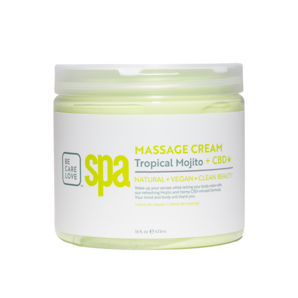 Bottle of BCL Spa Tropical Mojito Massage Cream CBD 16oz
