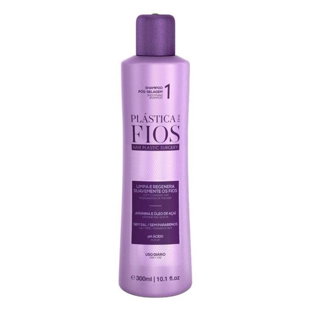 Bottle of Plastica Dos Fios Smoothing Shampoo A 10.1oz