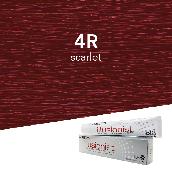 Bottle of Scruples Illusionist 4R Scarlet highlighting crËme