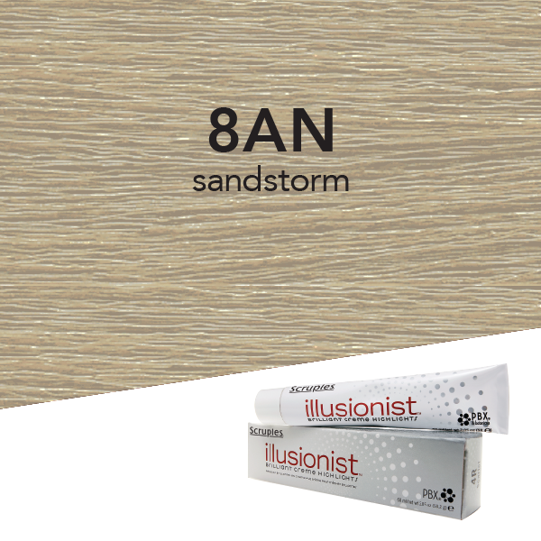 Bottle of Scruples Illusionist 8AN Sandstorm highlighting crËme